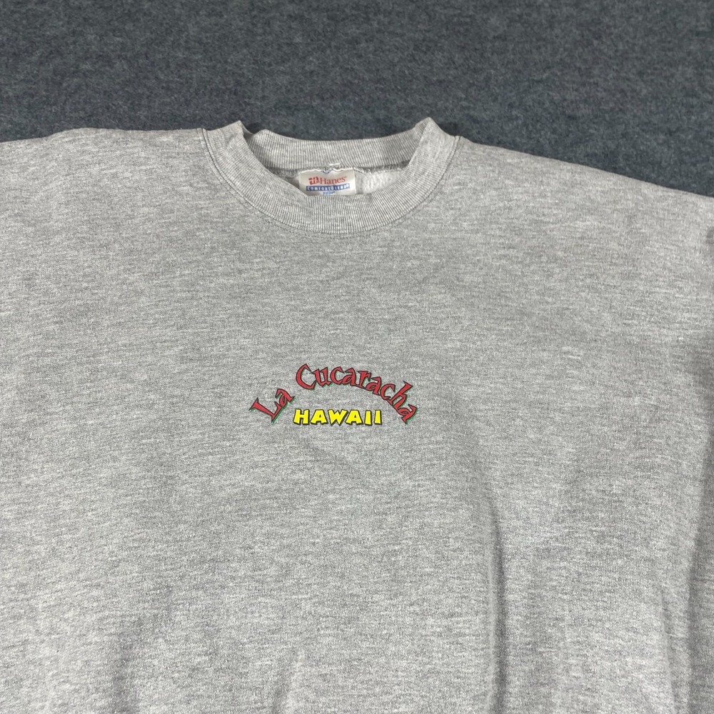 VTG Hanes Sweatshirt Mens Large Gray Crewneck Pullover Waikiki Mexican Grill 90s - Picture 6 of 12